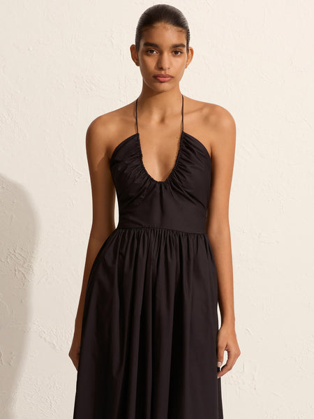 Matteau Drawcord Halter Sundress In Black The Undone By Matteau 5460