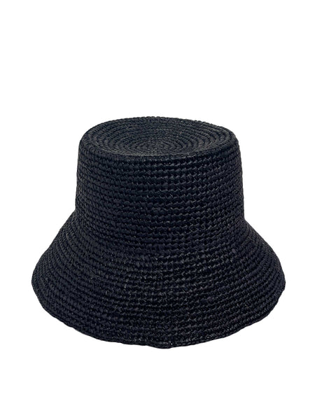 Black straw 2024 bucket hat