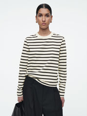 COS Navy Stripe Heavyweight Long Sleeve T-shirt | TheUNDONE