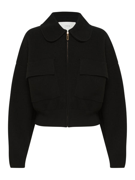 Clea | Camila Knit Bomber in Black | The UNDONE