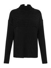 St. Agni | Mock Neck Rib Knit Jumper in Black | The UNDONE