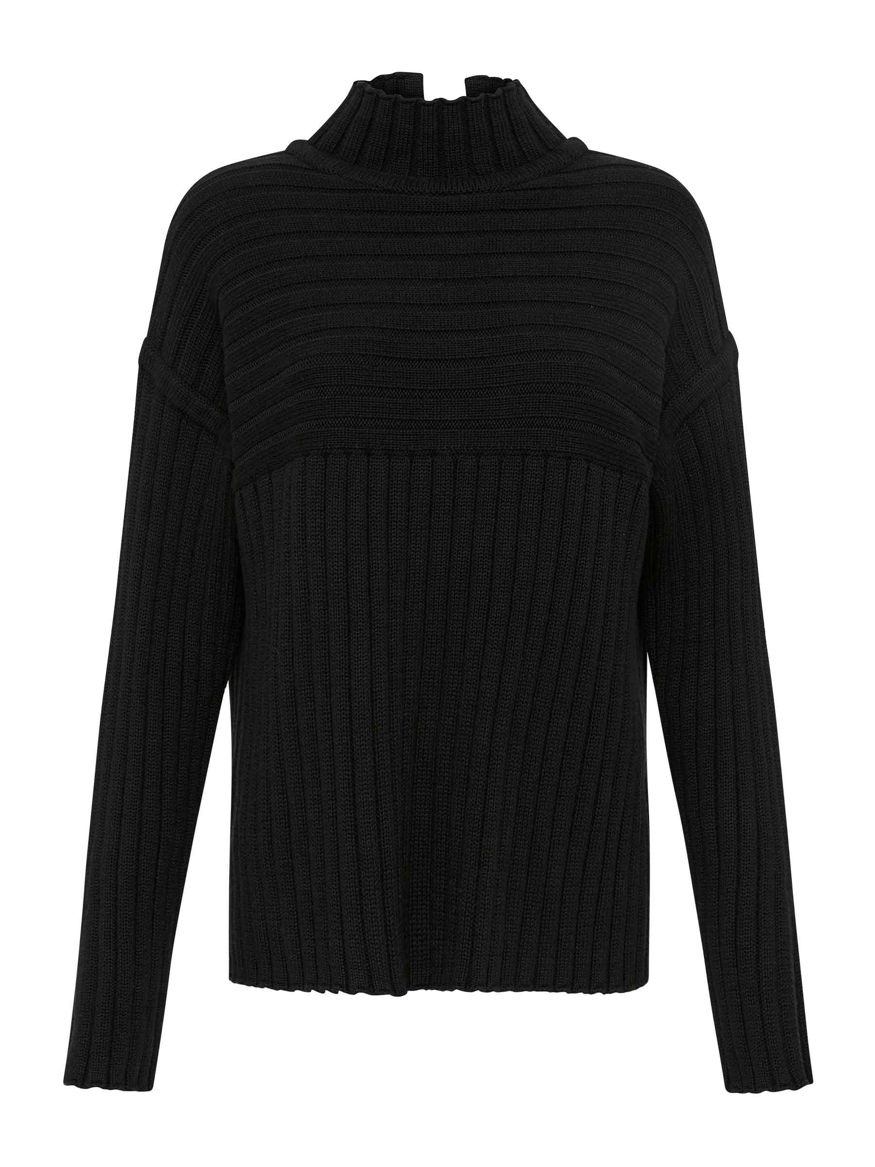 St. Agni | Mock Neck Rib Knit Jumper in Black | The UNDONE