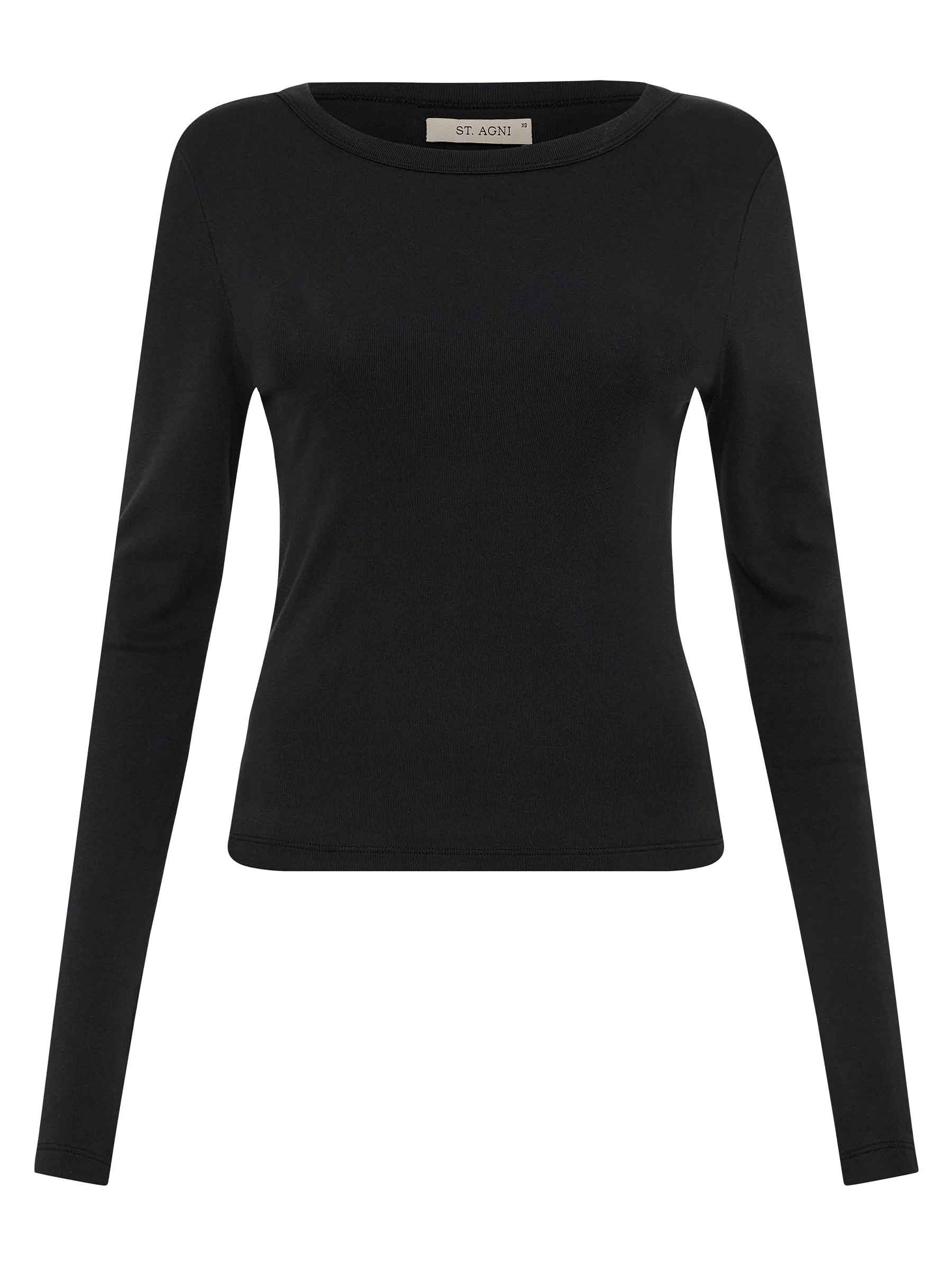 St. Agni | Organic Cotton Long Sleeve Top in Black | The UNDONE