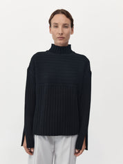 St. Agni | Mock Neck Rib Knit Jumper in Black | The UNDONE