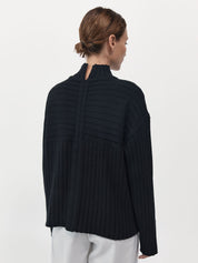 St. Agni | Mock Neck Rib Knit Jumper in Black | The UNDONE