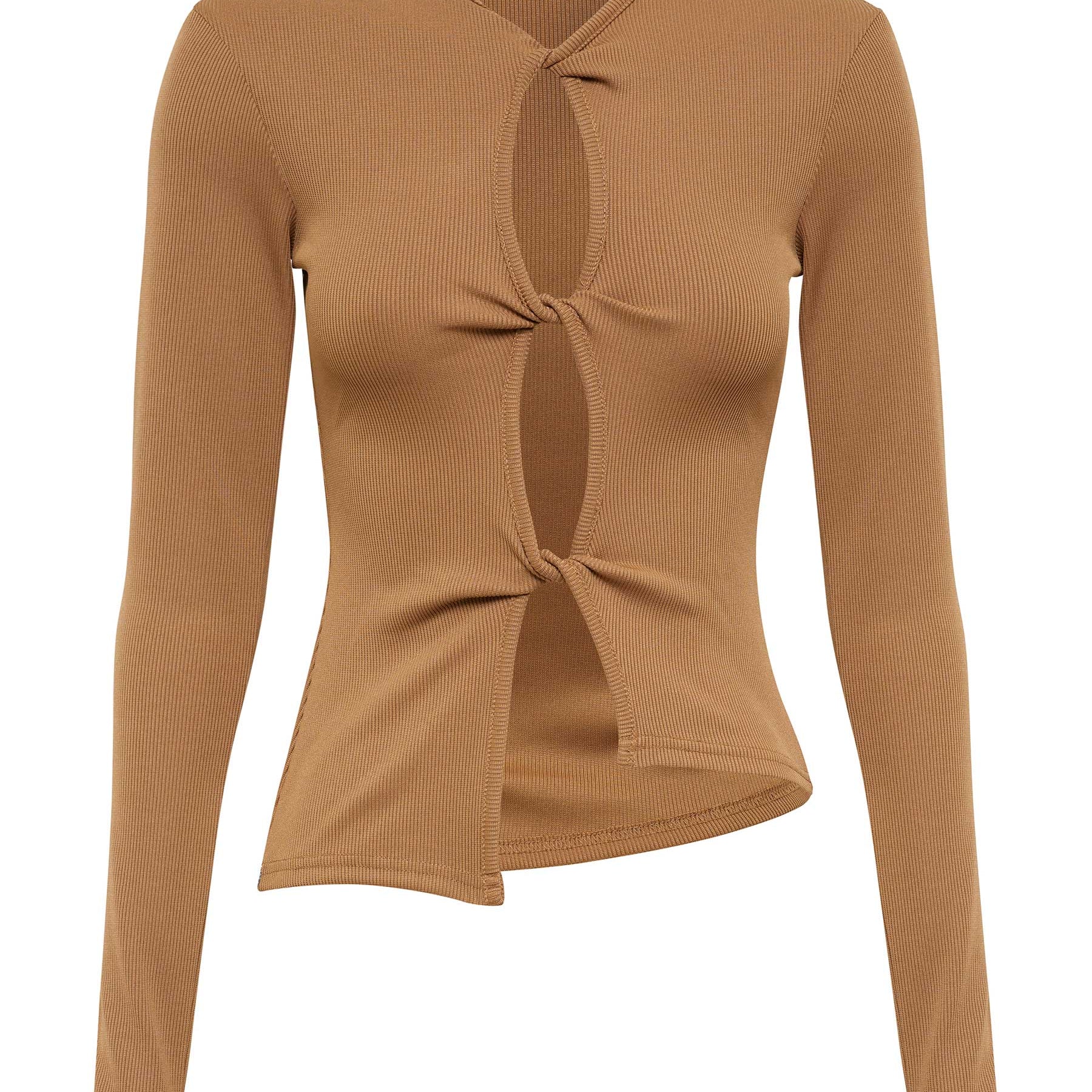 Christopher Esber | Open Twist Long Sleeve Top in Tannin | The UNDONE