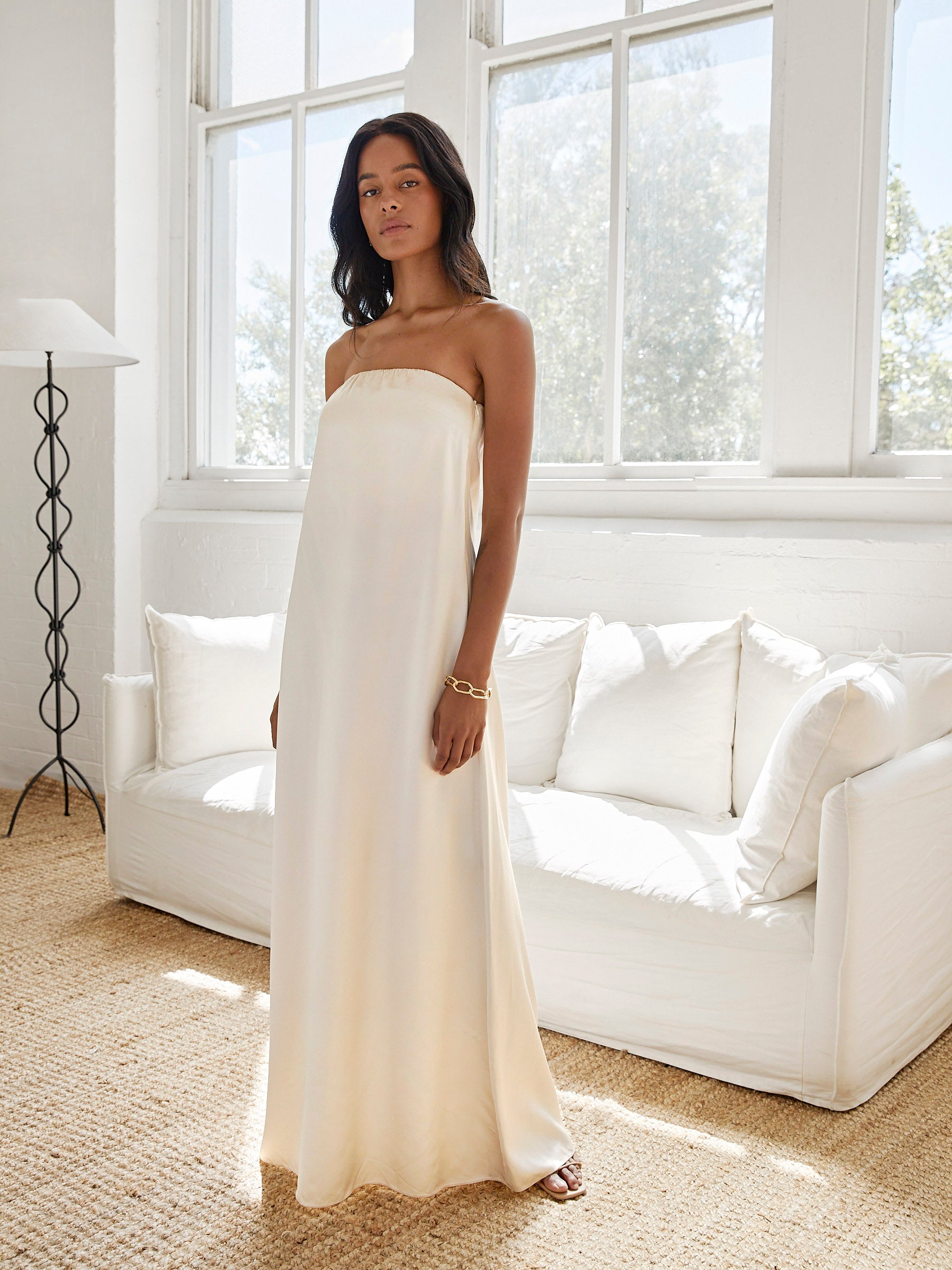 Esse Studios | Opia Column Dress in Champagne | The UNDONE