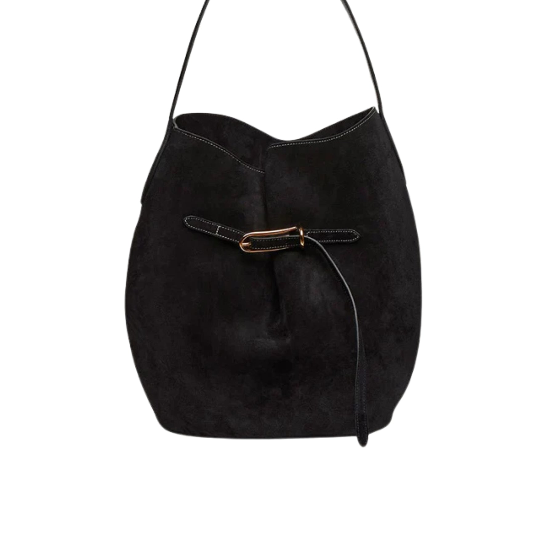 Liffner | Belted Bucket Bag Large in Black | The UNDONE