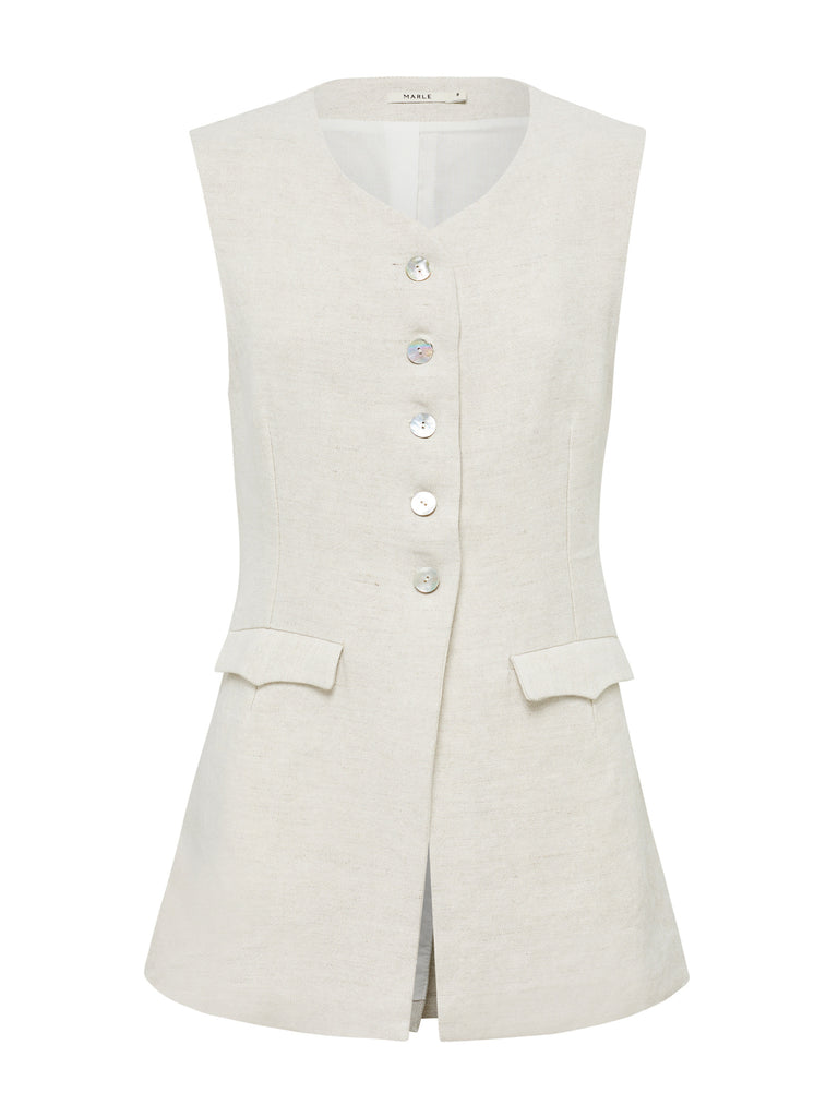 Leo 100% Linen Vest by Marle Online, THE ICONIC