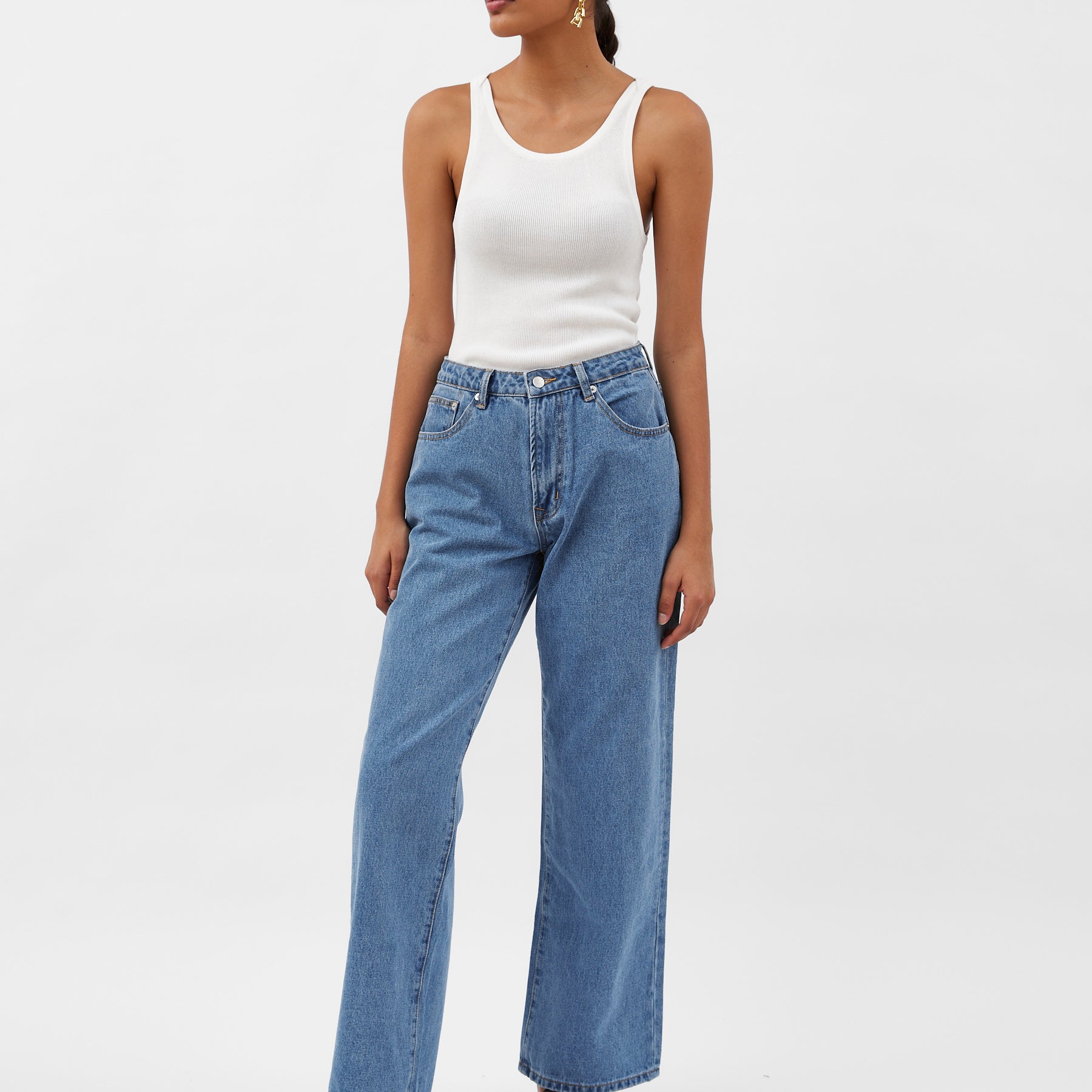 Marle | Ivory Wide Leg Jean in Vintage Blue | The UNDONE