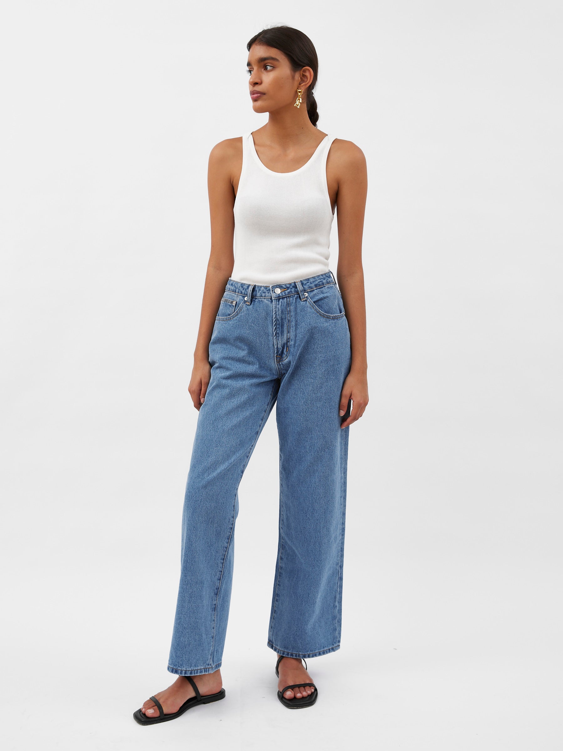 Marle | Ivory Wide Leg Jean in Vintage Blue | The UNDONE