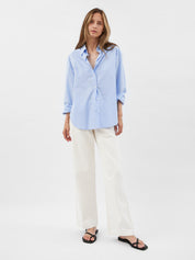 Matteau | Contrast Stripe Shirt in Blue Sky | The UNDONE