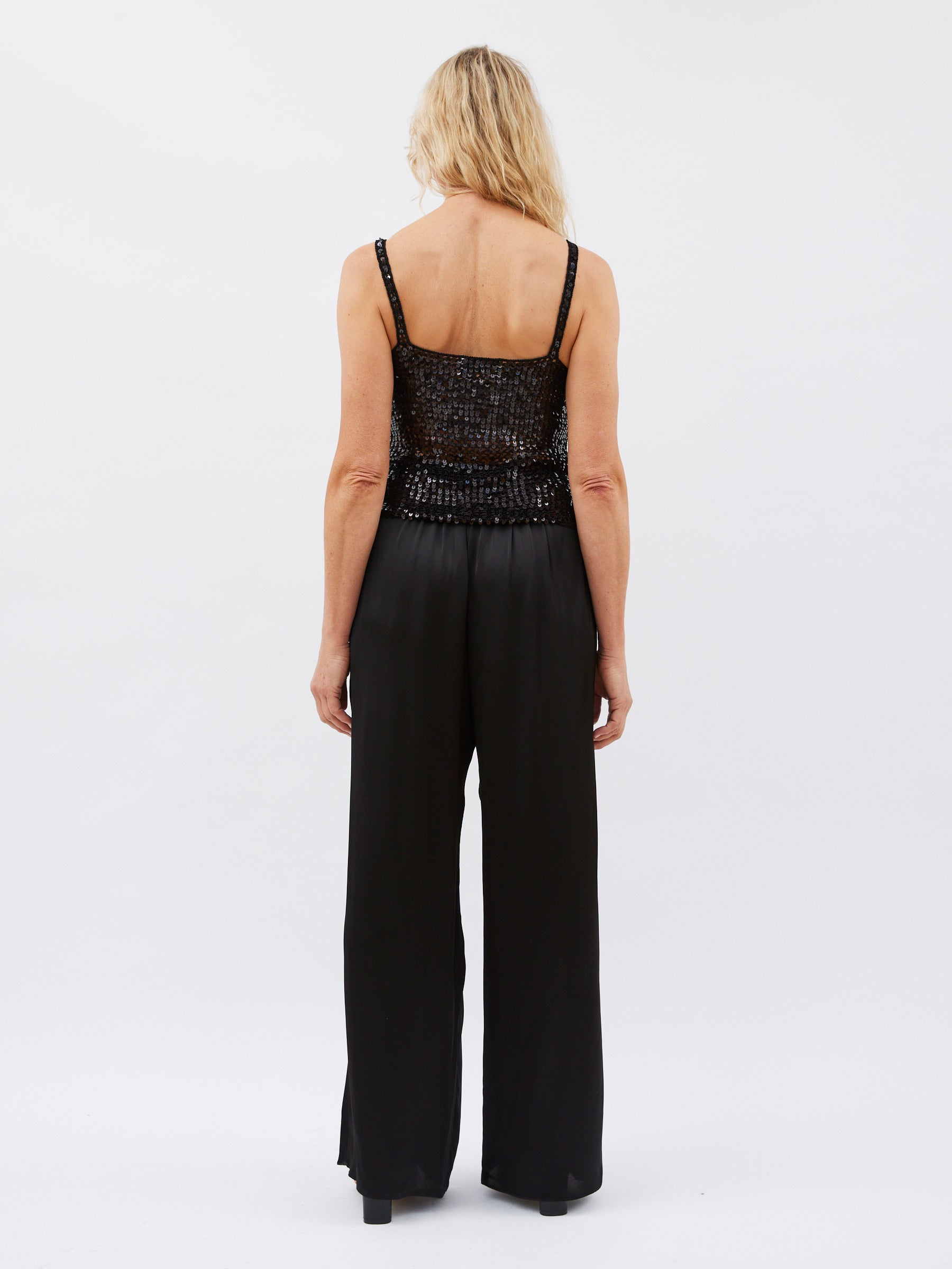 Matteau | Relaxed Satin Pant in Black | The UNDONE