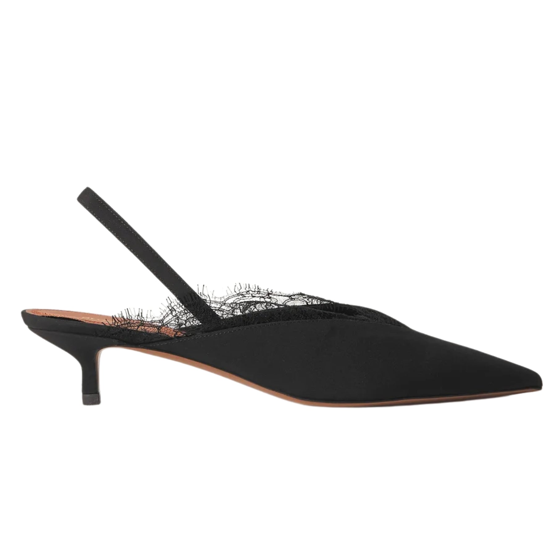 NEOUS Irena lace-trimmed crepe de chine slingback pumps | TheUNDONE