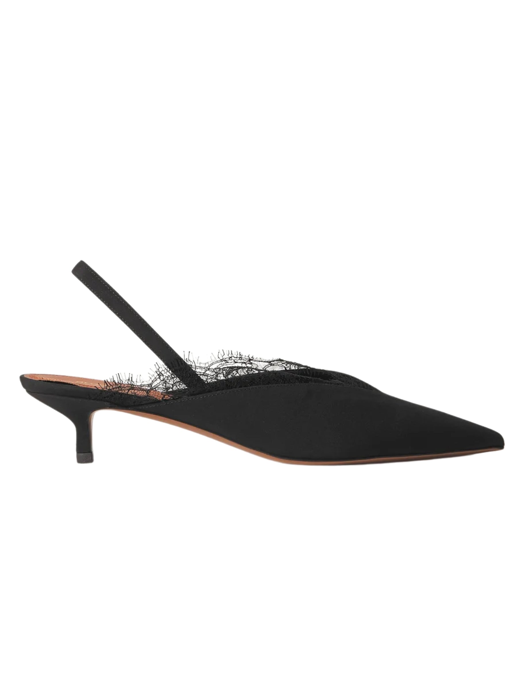 NEOUS Irena lace-trimmed crepe de chine slingback pumps | TheUNDONE