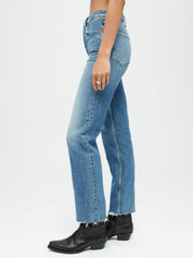 RE/DONE | High Rise Stove Pipe Straight Leg Jean in Blue Mid 70s | The UNDONE