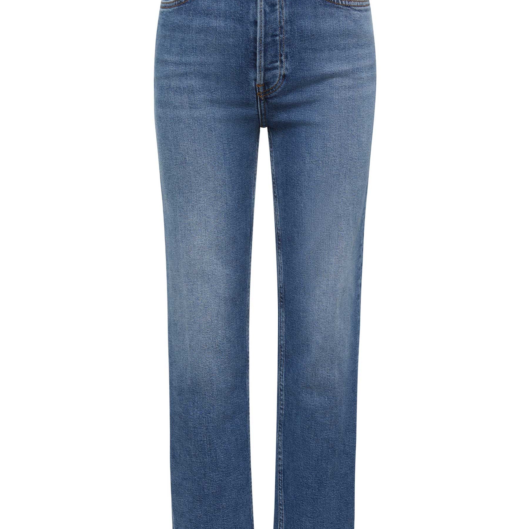 DONE | High Rise Stove Pipe Straight Leg Jean in Blue Mid 70s | The UNDONE