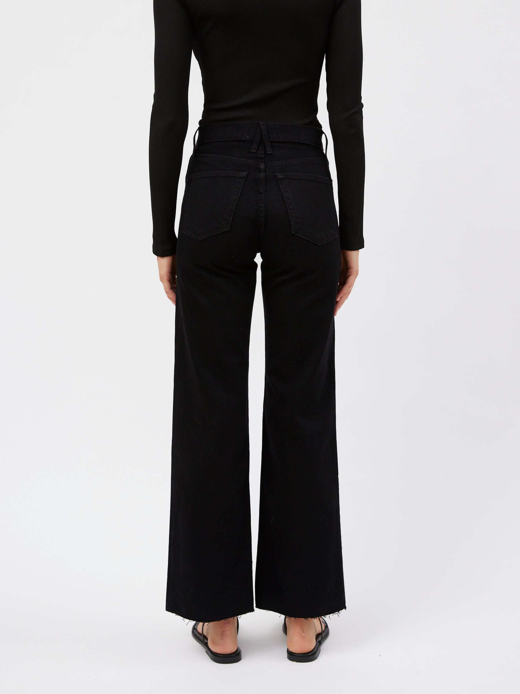 SLVRLAKE | Grace High Rise Wide Leg Jean in Jet Black | The UNDONE