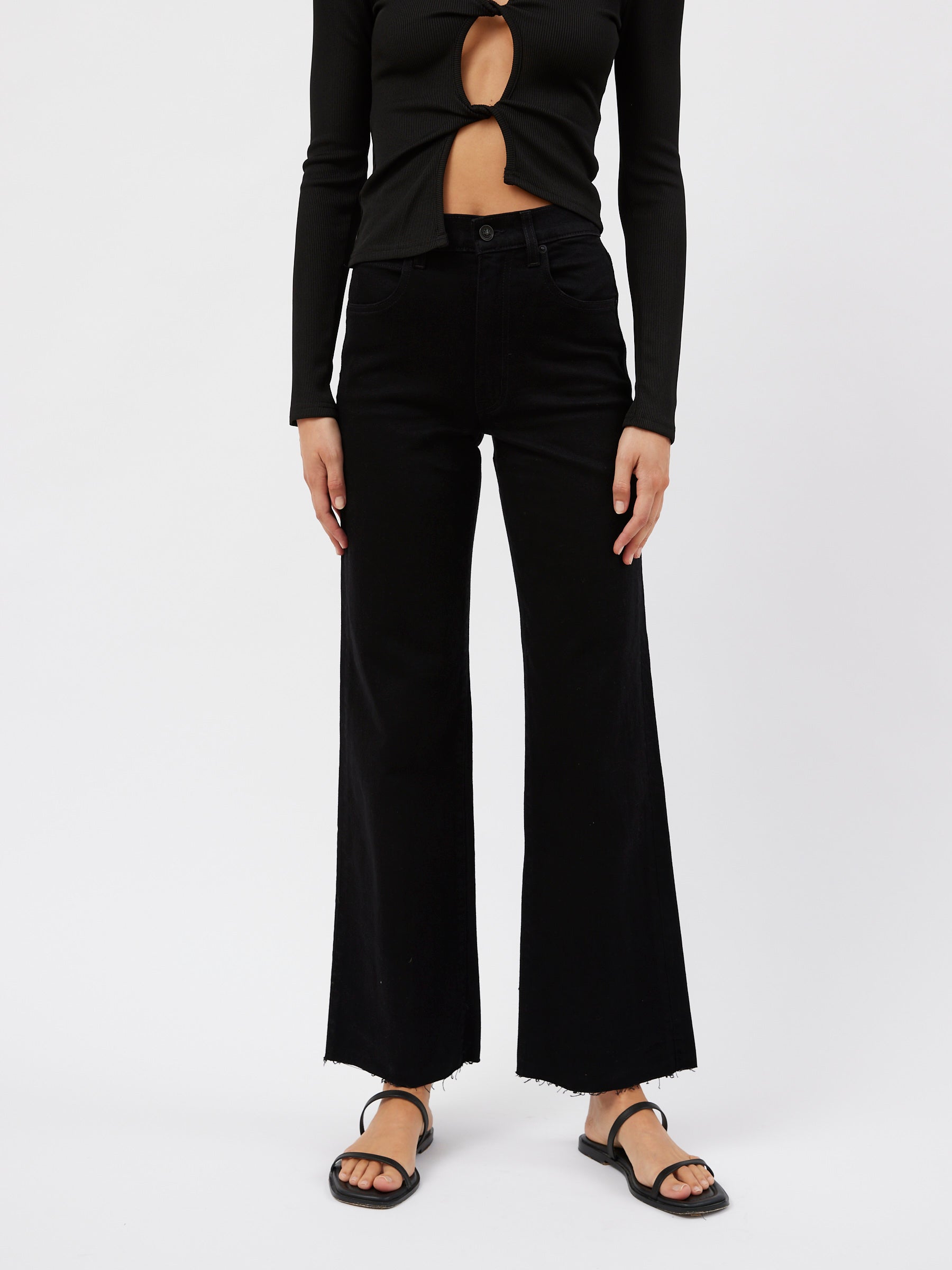 SLVRLAKE | Grace High Rise Wide Leg Jean in Jet Black | The UNDONE