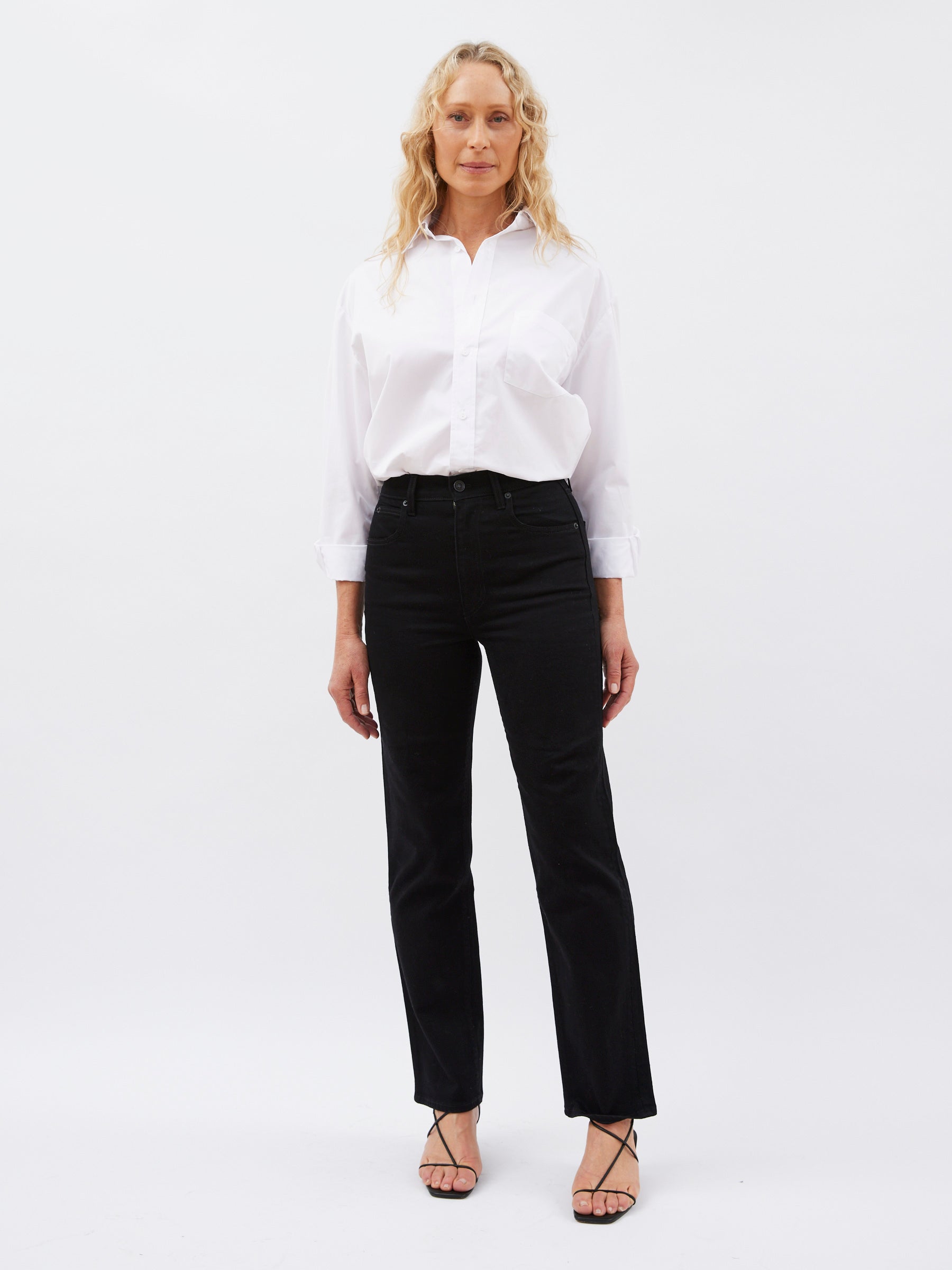 Slvrlake | London High Rise Wide Leg Jean in Jet Black | The UNDONE