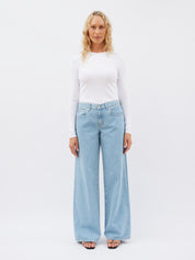 Slvrlake | Mica Low Rise Wide Leg Jean in Clear Skies | The UNDONE