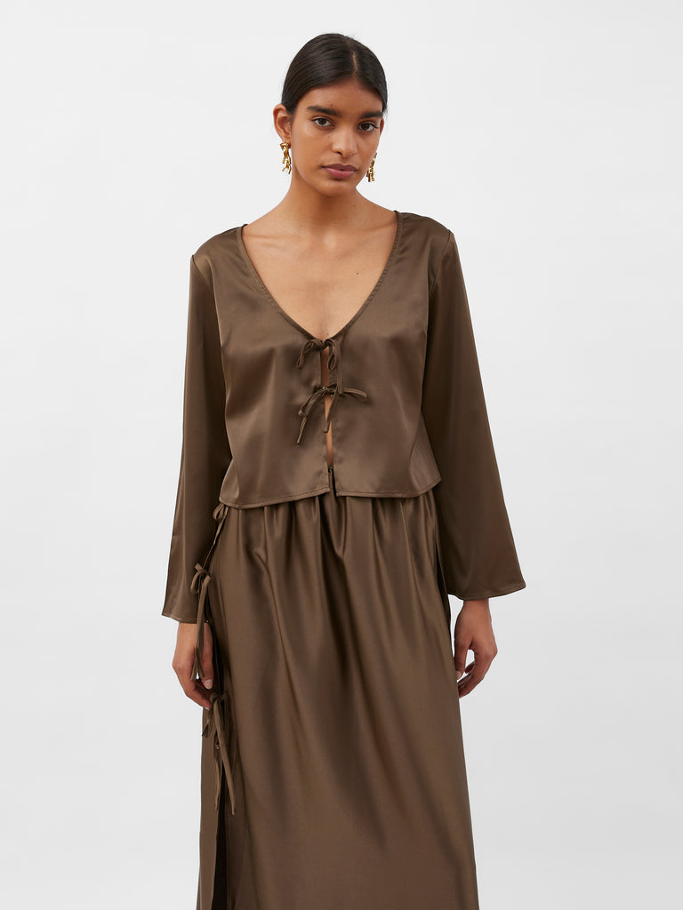 Solaqua | Celeste Silk Blouse in Tobacco Brown | The UNDONE by Solaqua