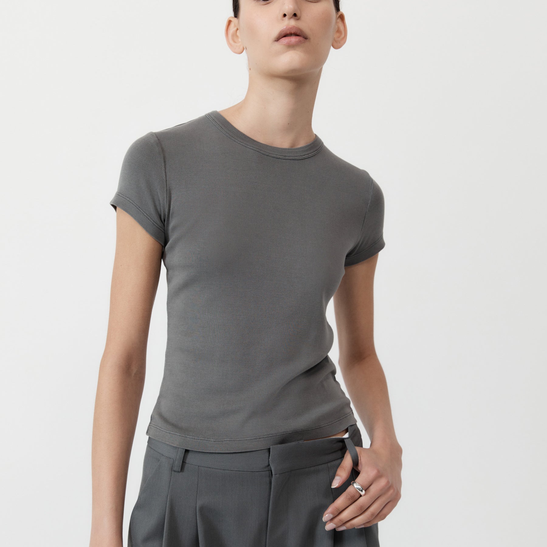 St. Agni | Organic Cotton Baby Tee in Pewter Grey | The UNDONE