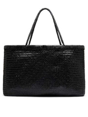 St. Agni | Wide Bagu Woven Tote in Black | The UNDONE