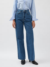 St. Agni | Mid Rise Wide Leg Jean in Denim Blue | The UNDONE