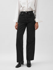 St. Agni | Mid Rise Wide Leg Jean in Washed Black | The UNDONE