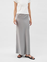 St. Agni | Bias Slip Skirt in Grey Silver | The UNDONE