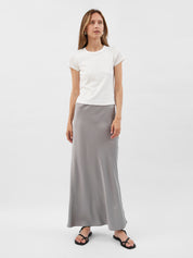 St. Agni | Bias Slip Skirt in Grey Silver | The UNDONE