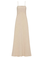 Matteau | Linen Bias Dress in Stone | The UNDONE