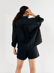 Deiji Studios | The Oversized Poplin Shirt in Black | The UNDONE