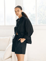 Deiji Studios | The Oversized Poplin Shirt in Black | The UNDONE