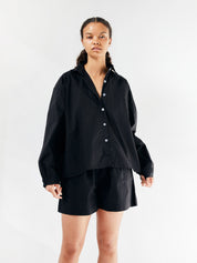 Deiji Studios | The Oversized Poplin Shirt in Black | The UNDONE