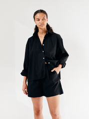 Deiji Studios | The Oversized Poplin Shirt in Black | The UNDONE