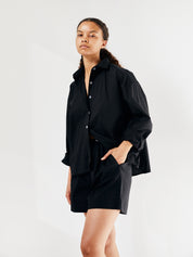 Deiji Studios | The Oversized Poplin Shirt in Black | The UNDONE