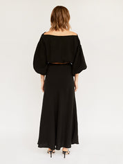 Dominique Healy | Wray Linen Skirt in Black | The UNDONE