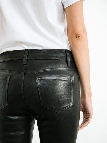 J Brand, Selena Leather Mid-Rise Crop Bootcut in Black Leather