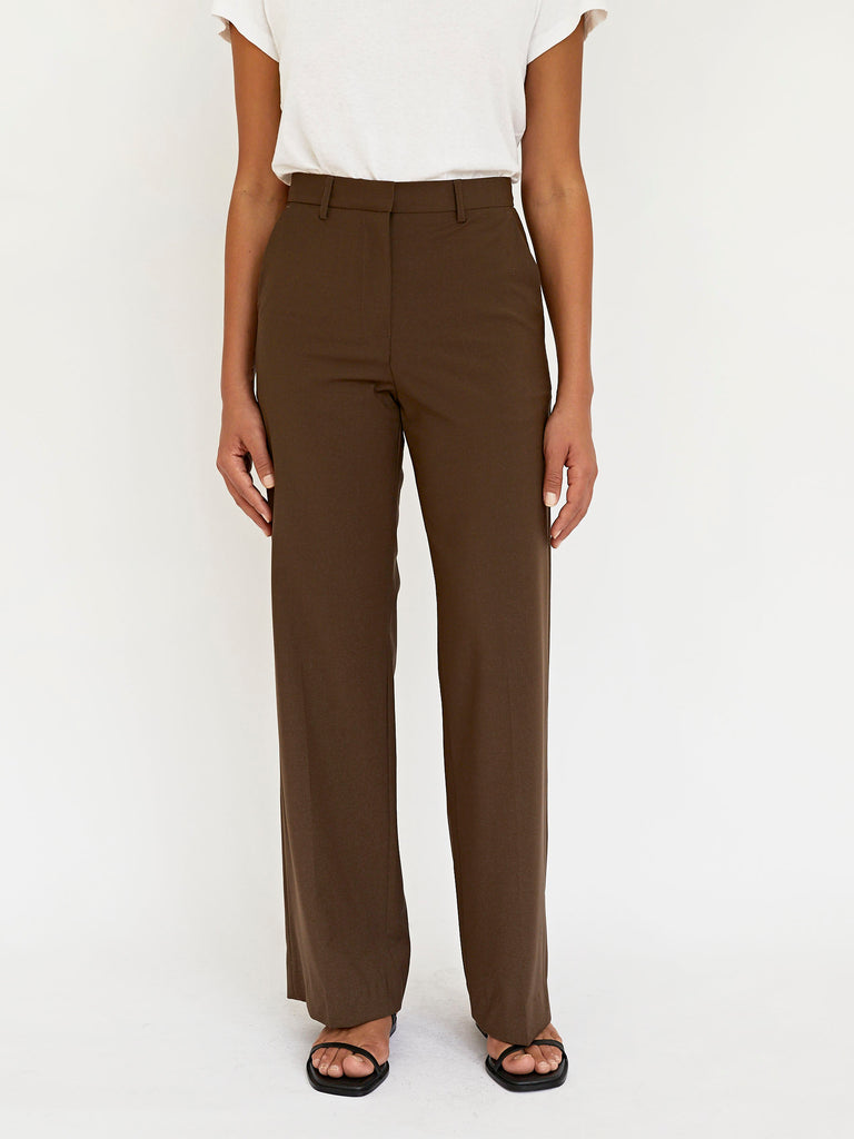 High-Waist On Point Moto Trouser - Toasted Almond