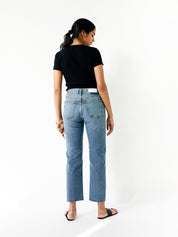 RE/DONE | High Rise Stove Pipe Jean in Medium Vain | The UNDONE