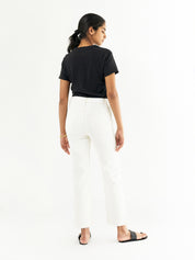 RE/DONE | High Rise Stove Pipe Straight Leg Jean in Vintage White | The UNDONE