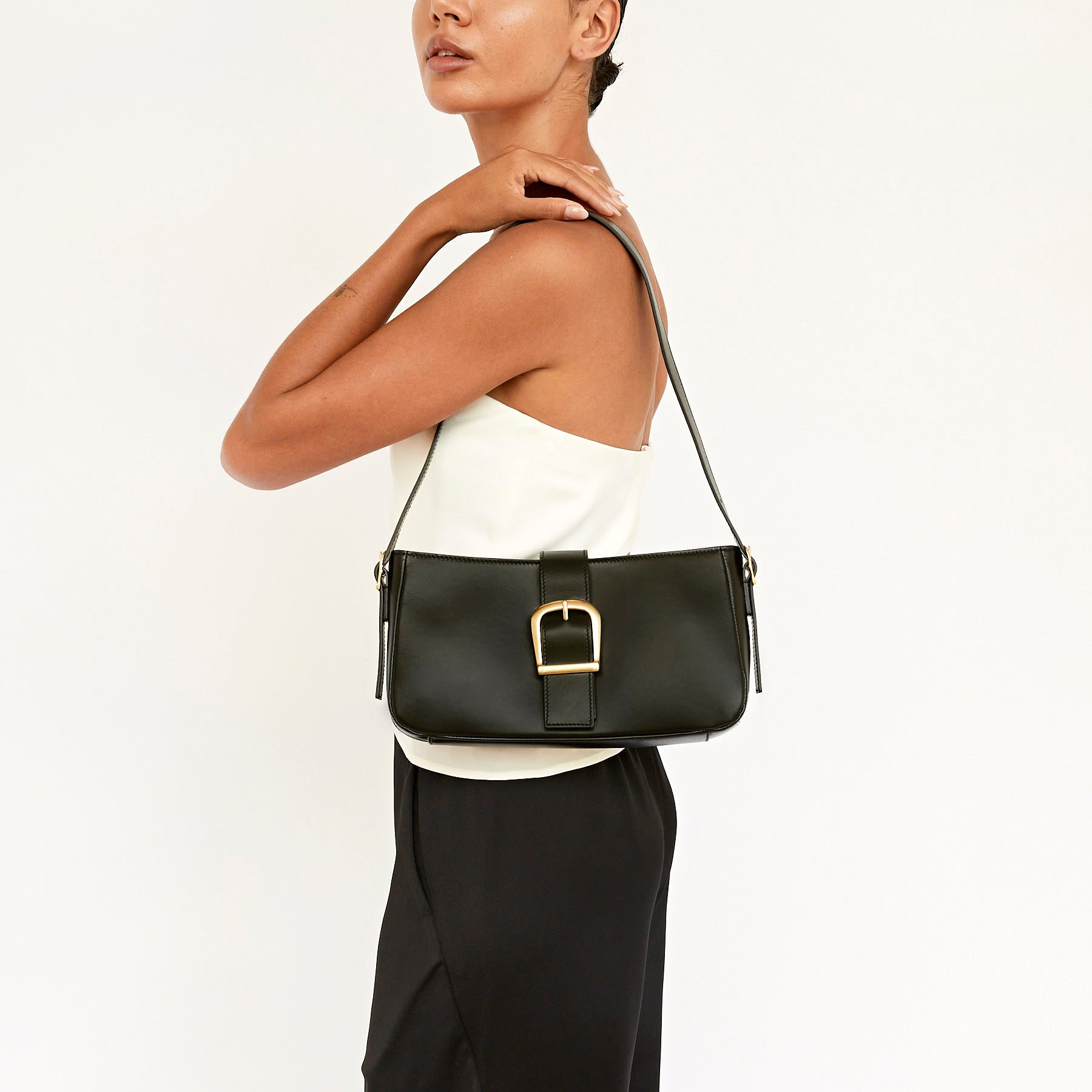 Rylan | Black Soft Baguette Bag | The UNDONE